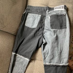 Ragged black and grey jeans